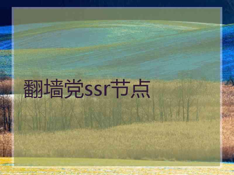 翻墙党ssr节点 翻墙党ssr节点