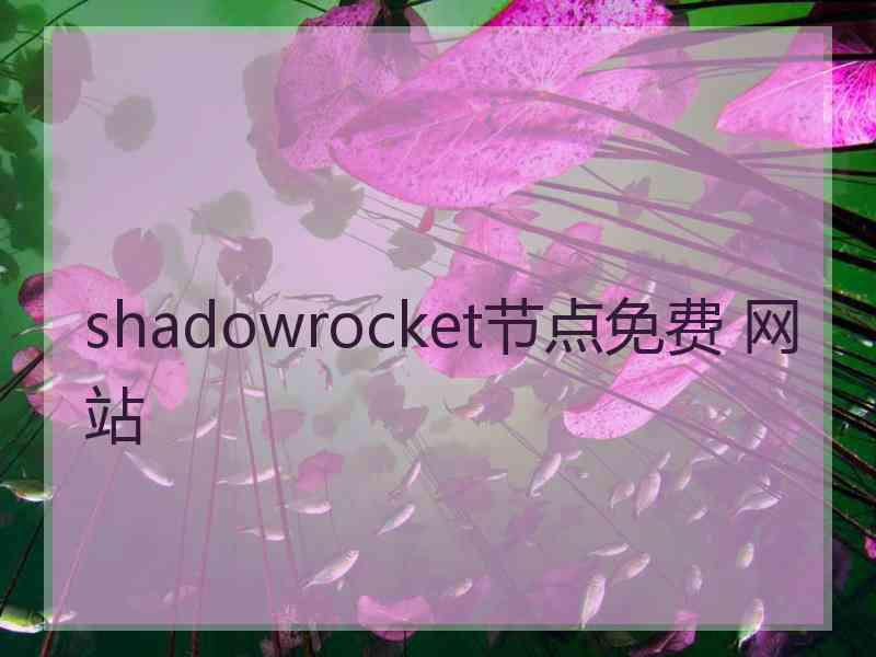 shadowrocket节点免费 网站