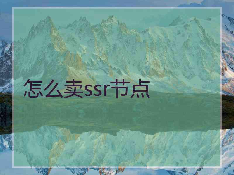怎么卖ssr节点