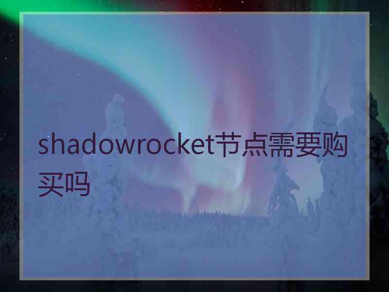 shadowrocket节点需要购买吗