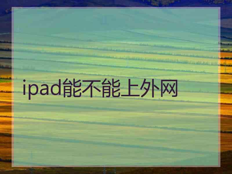 ipad能不能上外网