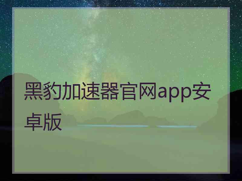 黑豹加速器官网app安卓版