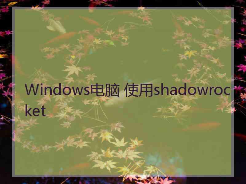 Windows电脑 使用shadowrocket