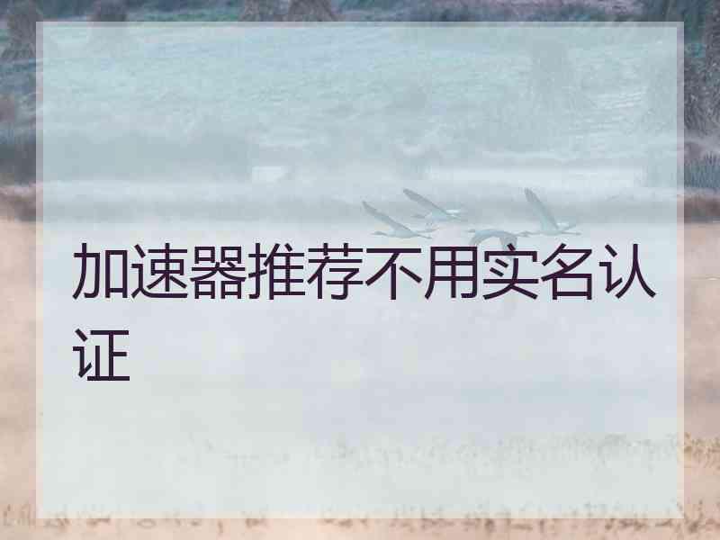 加速器推荐不用实名认证
